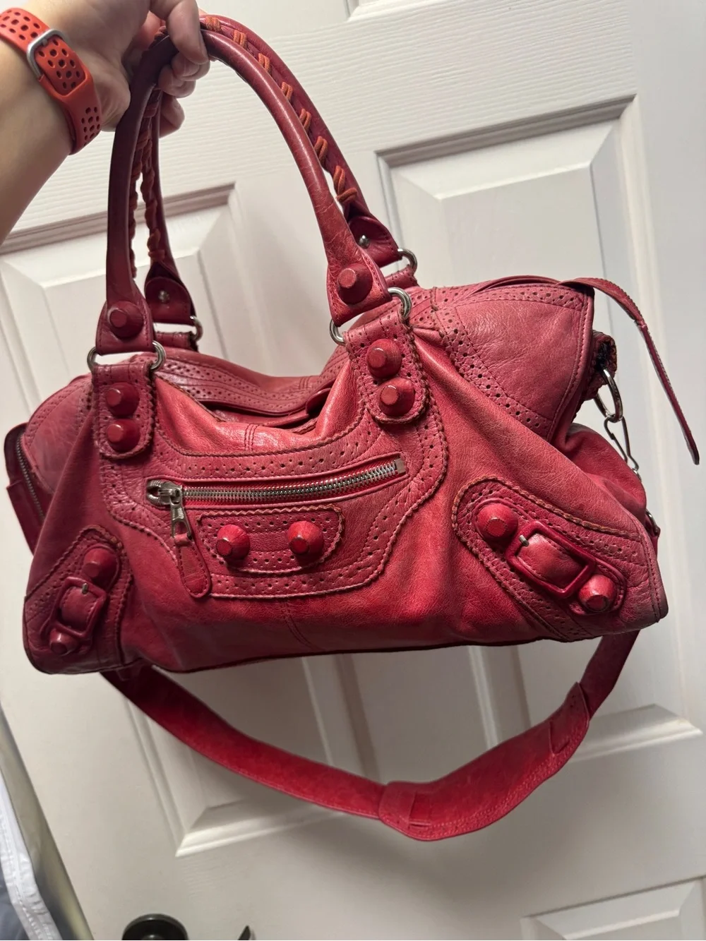 Balenciaga Giant Covered Brogues Part Time Red Leather Bag Vintage